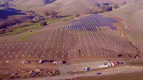 Solar Panel Field Under Construction 01 Stock Footage 242297929