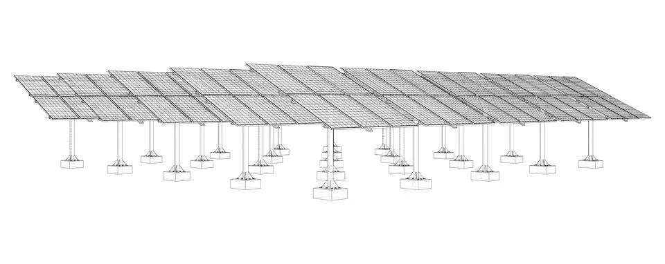 Solar Panel Field. Vector Stock Illustration