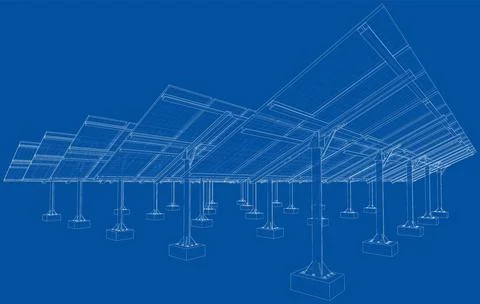 Solar Panel Field. Vector Stock Illustration