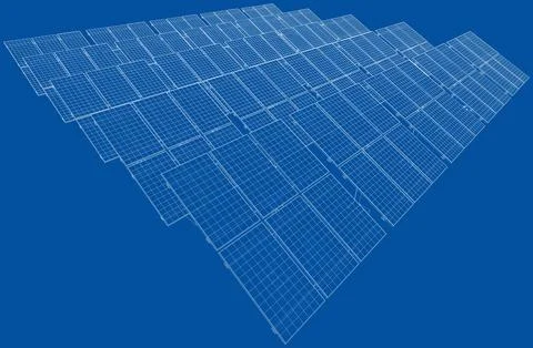 Solar Panel Field. Vector Stock Illustration