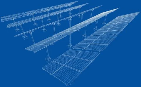 Solar Panel Field. Vector Stock Illustration