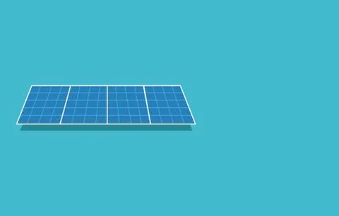 Solar Panel in flat design isolared in blue background - Solar Energy Equipme 库存插图