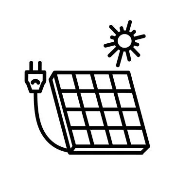 Solar panel flat icon. Pictogram for web. Line stroke. Isolated on white back Stock Illustration