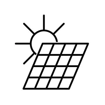 Solar panel flat icon. Pictogram for web. Line stroke. Isolated on white back Stock Illustration