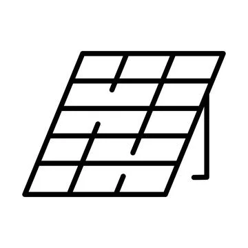 Solar panel flat icon. Pictogram for web. Line stroke. Isolated on white back Stock Illustration