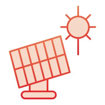 Solar panel flat icon. Sun energy red icons in trendy flat style. Solar power Ilustração Stock