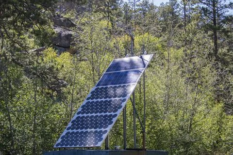 Solar panel in the forest 写真素材