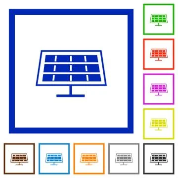 Solar panel framed flat icons Stock Illustration