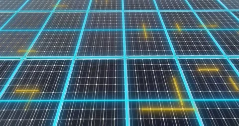 Solar panel generates electricity. Visualization of solar panel operation. The Stock Footage 301883800