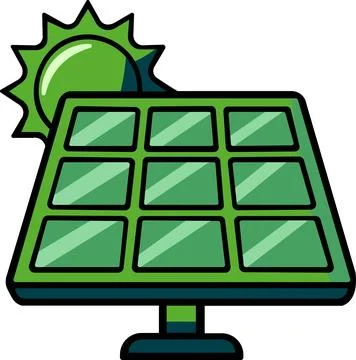 Solar panel generating clean electric power icon Stock Illustration