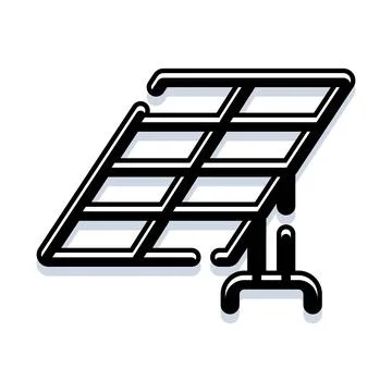 Solar panel generating clean power icon on white Stock Illustration