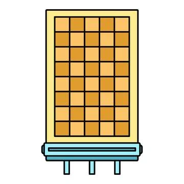 Solar panel generating green renewable energy power icon Stock Illustration