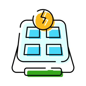 Solar panel generating green renewable electricity icon design Stock Illustration