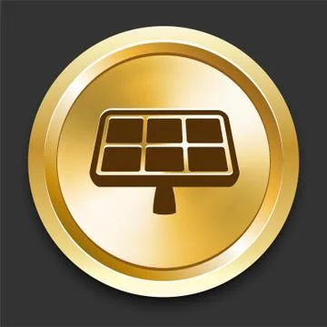 Solar Panel on Golden Internet Button Stock Illustration