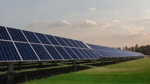 Solar Panel on green field  time lapse Stock Footage 75931775