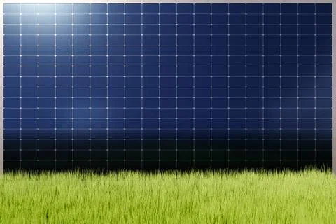 Solar panel on green grass Stock Photos