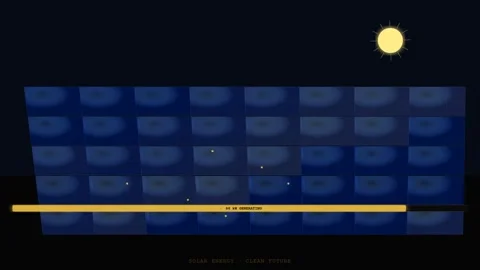 Solar Panel Grid at Night with Moonlight Shining Animation Stock Footage 340365125