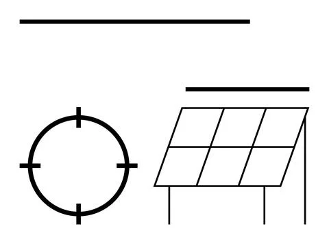 Solar panel with grid pattern, target symbol, and two horizontal lines. Ideal Stock Illustration