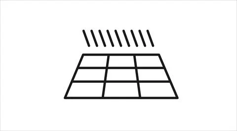 Solar panel grid with slanted sun rays vector icon Stock Illustration