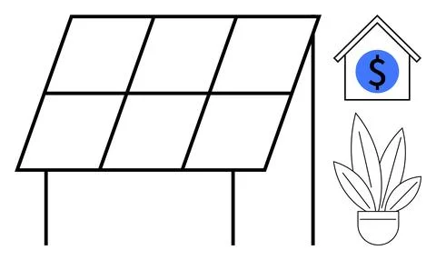 Solar Panel with Home Finance Concept for Sustainable Living and Cost Savings Stock Illustration