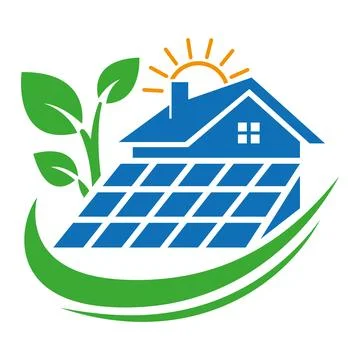 Solar Panel Home vector Logo Design Green Energy Icon Stock Illustration