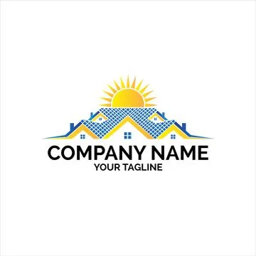 Solar Panel House Roofing Logo Design Template Stock Illustration