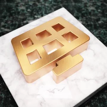 Solar Panel icon. Bronze Solar Panel symbol on white marble podium. 스톡 일러스트