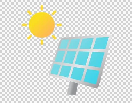 Solar panel icon capturing sunlight for clean energy generation on a bright d Stock Illustration