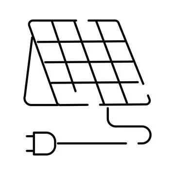 Solar panel icon connecting to electrical plug supplying clean energy Stock Illustration
