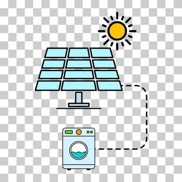 Solar panel icon, green power technology, ecology alternative energy vector i Stock Illustration