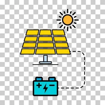 Solar panel icon, green power technology, ecology alternative energy vector i Stock Illustration