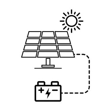Solar panel icon, green power technology, ecology alternative energy vector i Stock Illustration