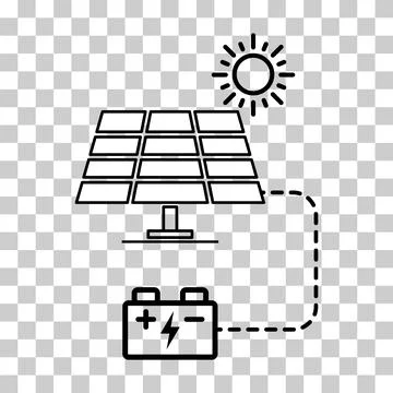Solar panel icon, green power technology, ecology alternative energy vector i Stock Illustration
