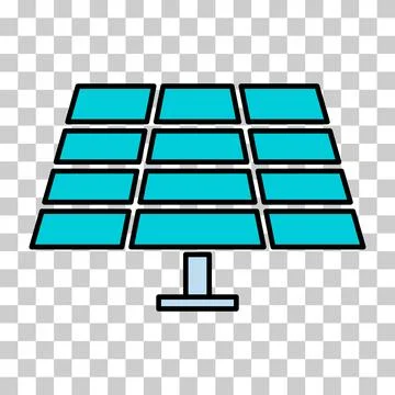 Solar panel icon, green power technology, ecology alternative energy vector i Stock Illustration