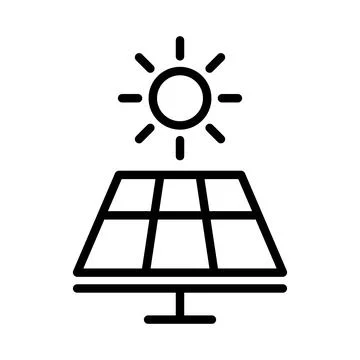 Solar panel icon in linear style. Vector. Stock Illustration