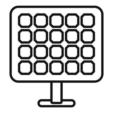 Solar panel icon outline vector. Source cell recharge Stock Illustration