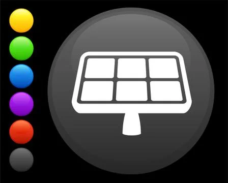 Solar panel icon on round internet button Stock Illustration