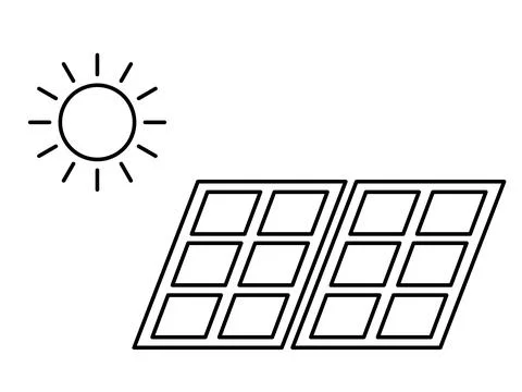 Solar panel icon. Simple design representing renewable energy. Stock Illustration