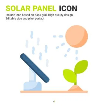 Solar panel icon vector with flat color style isolated on white background 스톡 일러스트