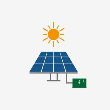 Solar panel icon. Vector illustration, flat design Stock Illustration