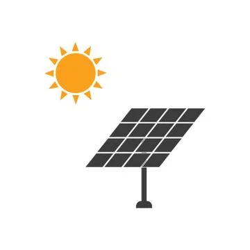 Solar panel icon. Vector illustration, flat design Illustrazione stock
