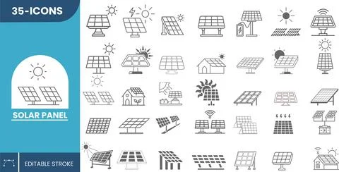 Solar Panel Icons Sets Editable Stock Illustration