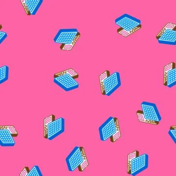 Solar panel industry 3 isometric icon seamless pattern Stock Illustration