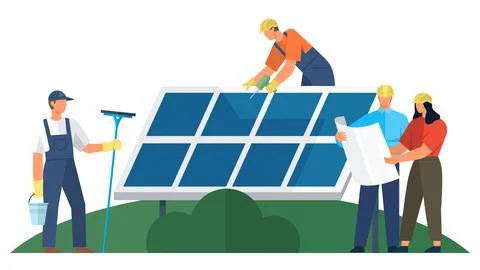 Solar panel. Innovative approaches are needed to achieve sustainable energy.. Stock Illustration