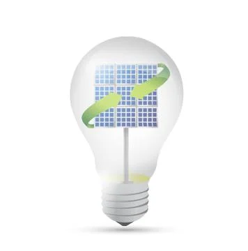 Solar panel inside a idea electricity light bulb. Stock Illustration