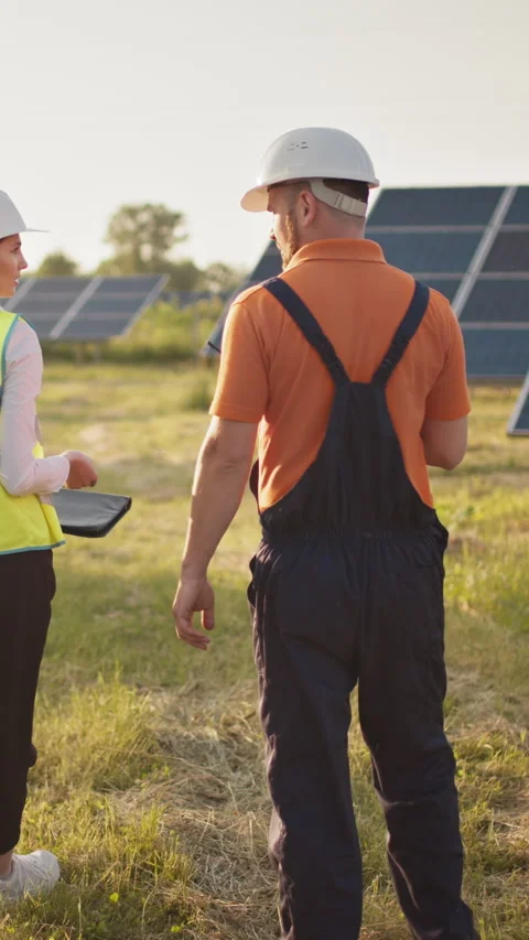 Solar Panel Inspection Vertical Video Stock Footage 317119181