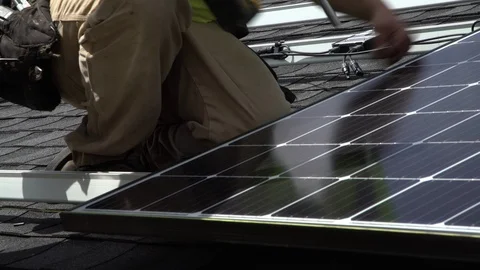 Solar Panel Install 1 Stock Footage 92747514