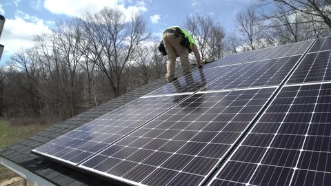 Solar Panel Install 13 Stock Footage 92747662