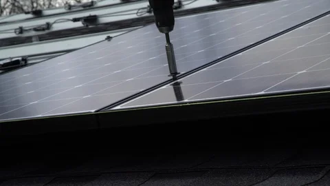 Solar Panel Install 2 Stock Footage 92747519
