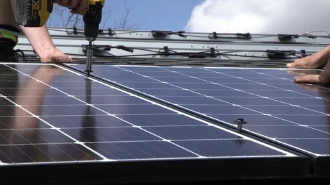 Solar Panel Install 5 Stock Footage 92747560
